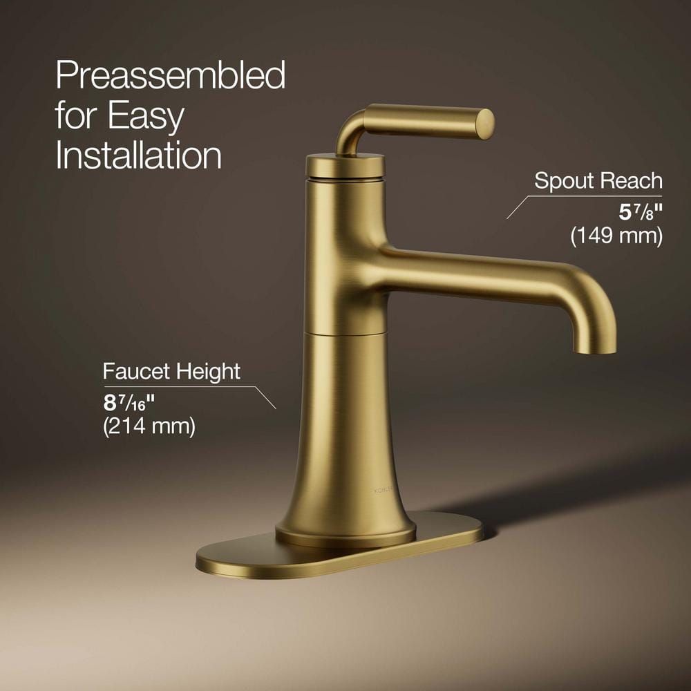 Gold Brass Single-Handle Bathroom Sink Faucet