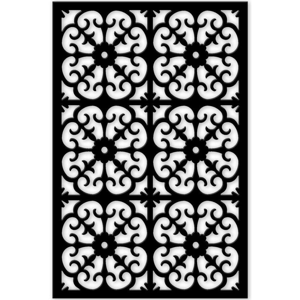 Roman 4 ft. x 32 in. Black Vinyl Decorative Screen Panel