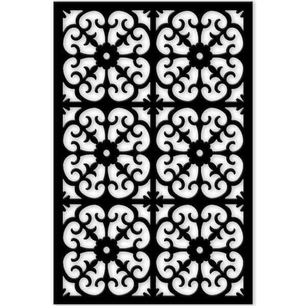 Roman 4 ft. x 32 in. Black Vinyl Decorative Screen Panel