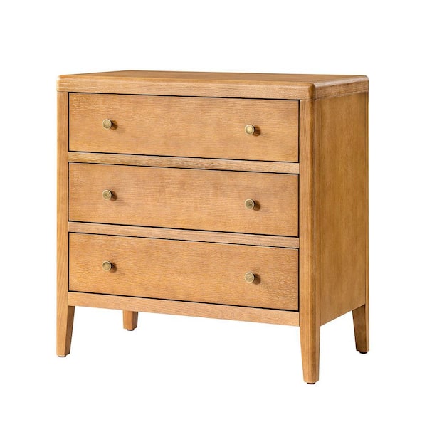 JAYDEN CREATION Anton Oak 3 Drawer 28 in. W Nightstand with