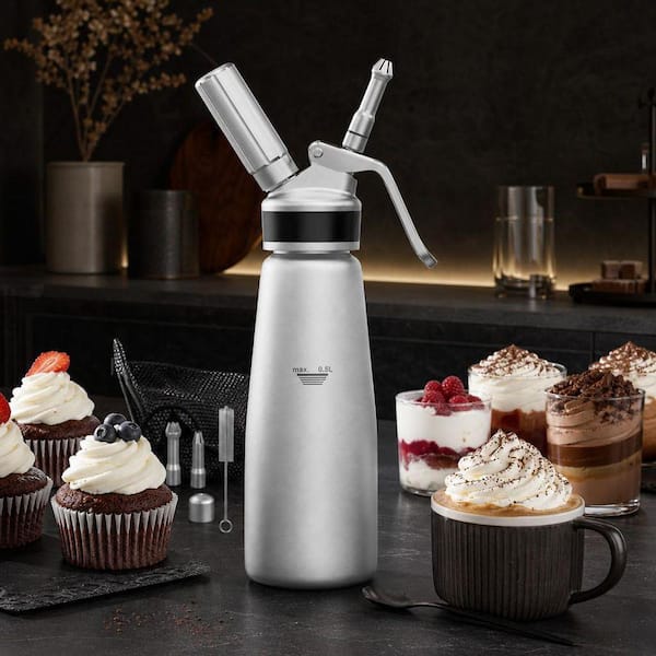 CREAM WHIPPER 500ml クリームホイッパー Wudkey Silver Whipped Cream Dispenser, 500ml Aluminum Cream