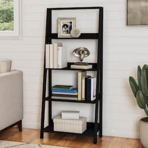 55.25 in. Black 4-Tier Ladder Bookcase Freestanding Ladder Bookshelf,