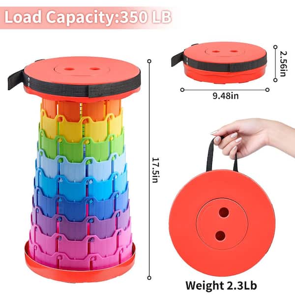 Telescoping Folding Stool, Camping Chair with Adjustable Height - Lightweight Collapsible Seat for Outdoor Blue Top