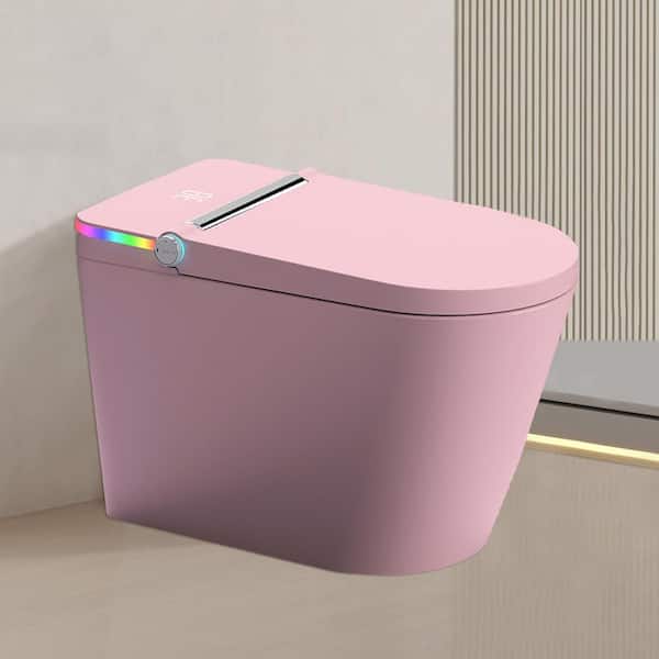 1.28 GPF Tankless Elongated Smart Bidet Toilet in Pink with Auto Flush, Heated Seat, Warm Air Dryer