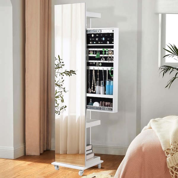 White 15.74 in. W x 65.94 in. H Rectangular Wood Full Length Mirror