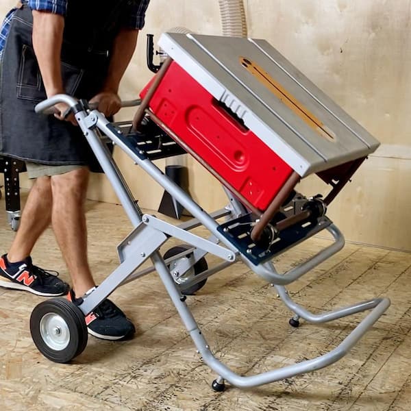 Rolling Foldable Table Saw Stand with Push Block & Push Stick Set, Adjustable Mounting Options, 330 lbs. Downward Force