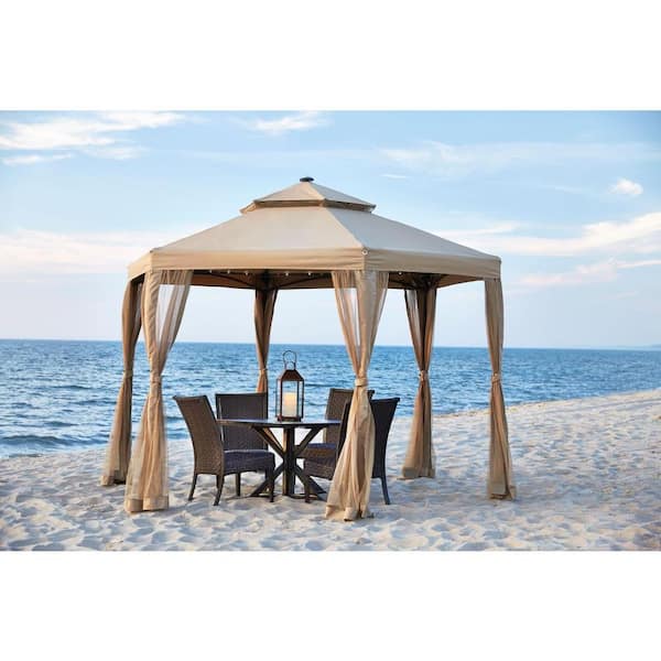 Hampton Bay 10 ft. x 10 ft. Solar Gazebo Outdoor Patio
