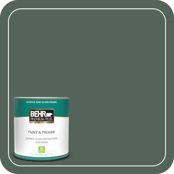 BEHR PREMIUM PLUS 1 qt. #460F-6 Medieval Forest Semi-Gloss Enamel Low Odor Interior Paint & Primer