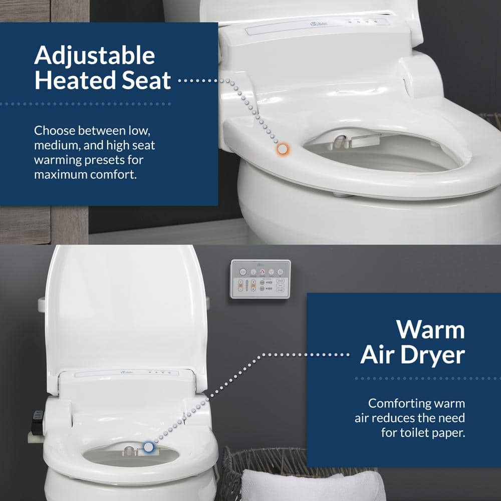 White Heated Electric Bidet Toilet Seat with Remote Control