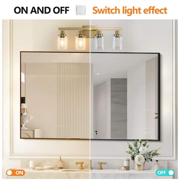 24.2 in. 4-Light Gloden Bathroom Vanity Light Fixture Brushed Nickel Finish with Clear Glass Shades(No Bulbs)