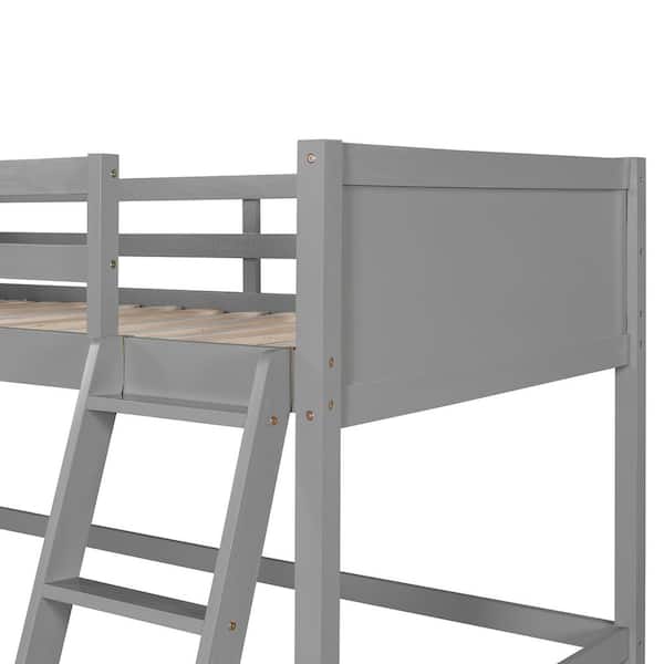Harper & Bright Designs Gray Wood Frame Twin Size Loft Bed with