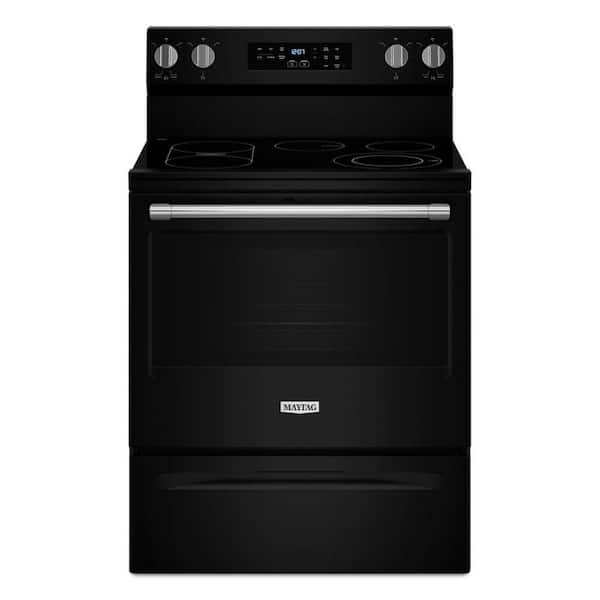 Maytag 30 in. 5-Element Freestanding Electric Range in Black with No Preheat Air Fry