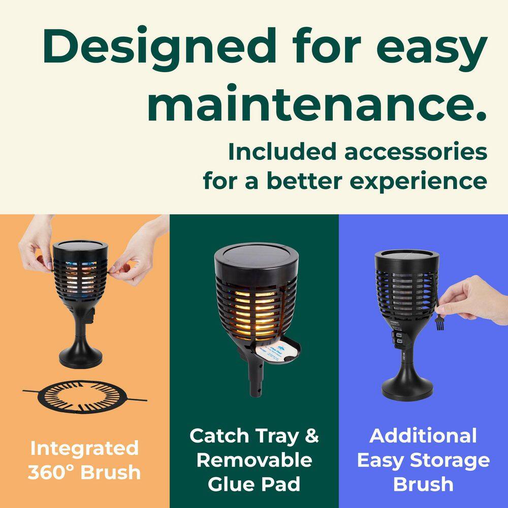 Solar Black Bug Zapper Torch with Easy-Clean Brush