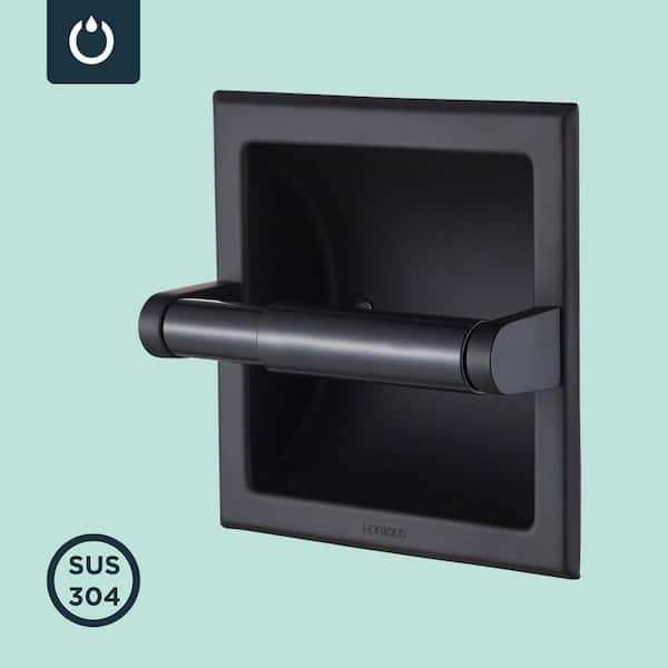 Bjiotun - Paquete de 2 soportes para papel higiénico - Soporte de pared  negro para almacenamiento de baño, soporte para toallas de papel de acero