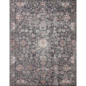 Cassandra Charcoal/Rust 3 ft. 9 in. x 5 ft. 9 in. Oriental 100% Polypropylene Pile Area Rug