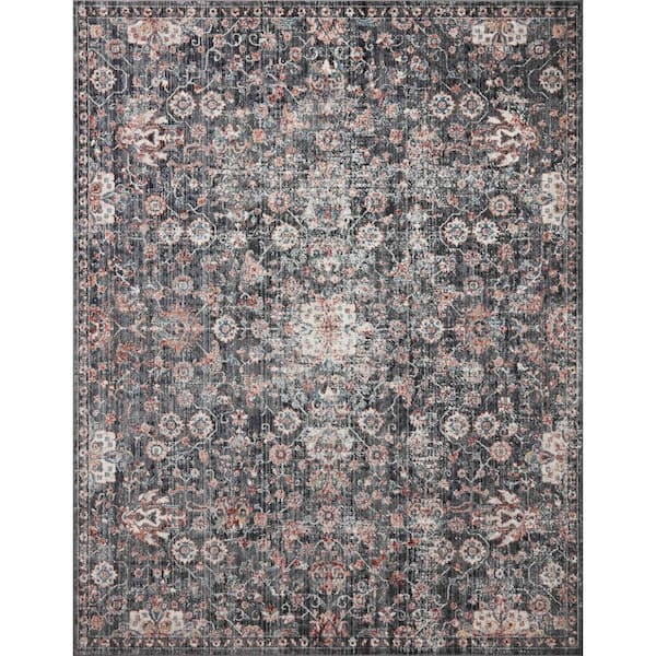 Loloi Cassandra Charcoal/Rust 3 ft. 9 in. x 5 ft. 9 in. Oriental 100% Polypropylene Pile Area Rug