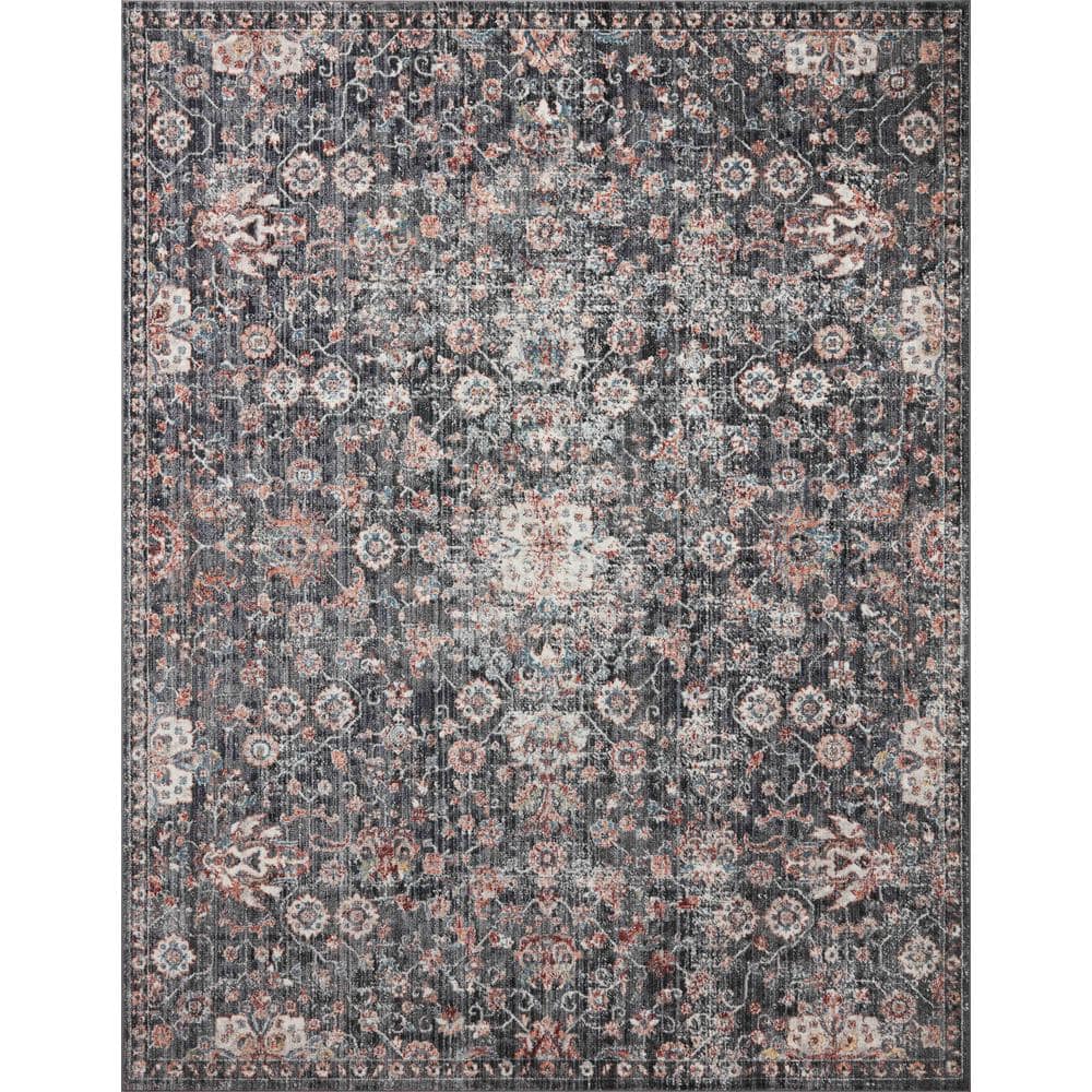 Cassandra Charcoal & Rust Vintage-Inspired Area Rug 5'3" x 7'9"