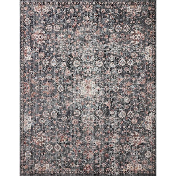 LOLOI II Cassandra Charcoal/Rust 7 ft. 10 in. x 10 ft. Oriental 100% Polypropylene Pile Area Rug