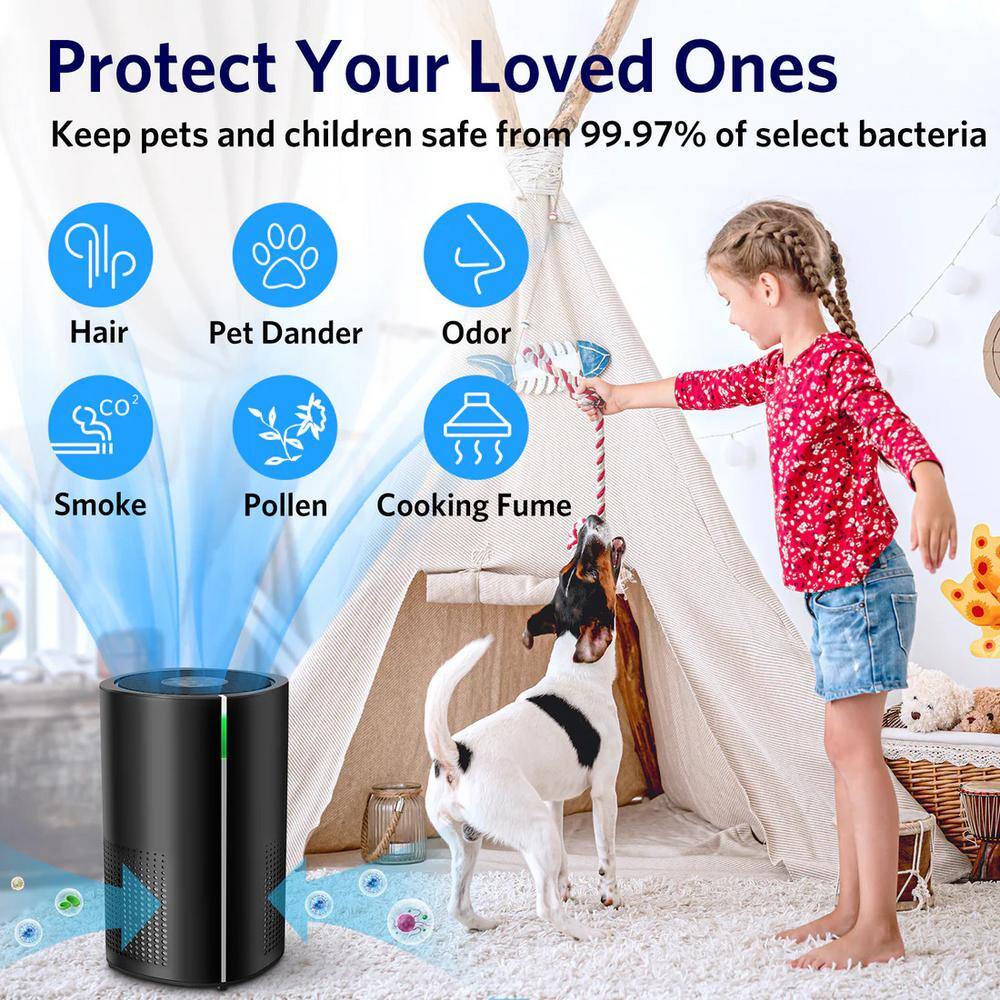 Black Console HEPA Air Purifier with Touch Control