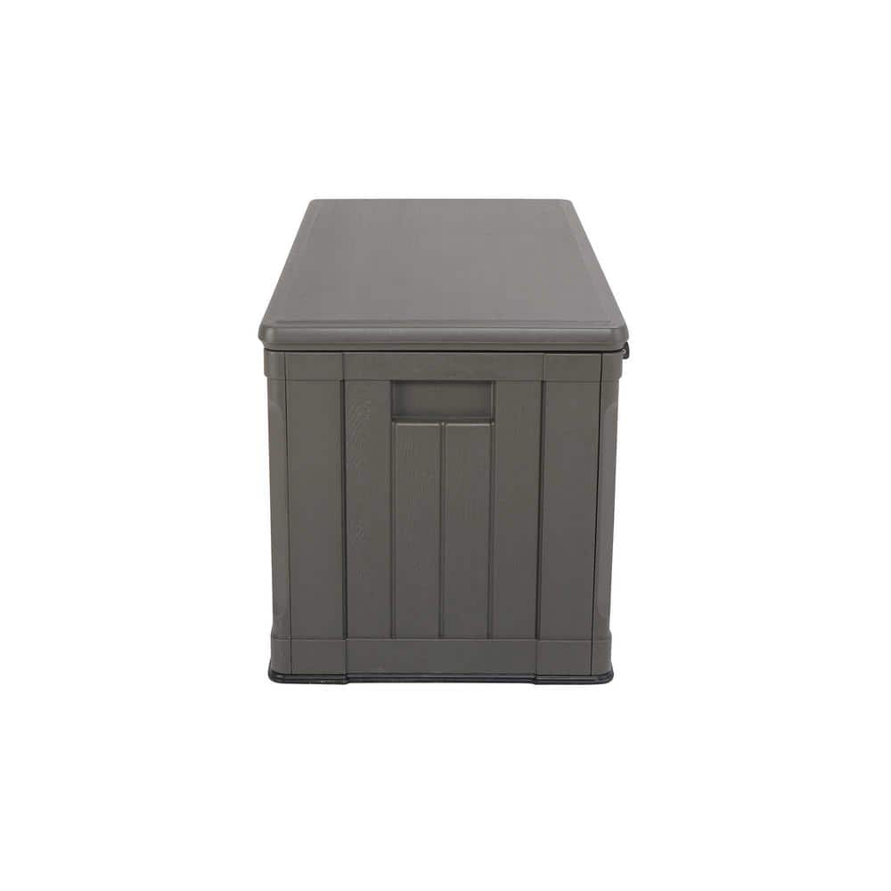 Brown Lockable High-Density Polyethylene Outdoor Deck Box Bench