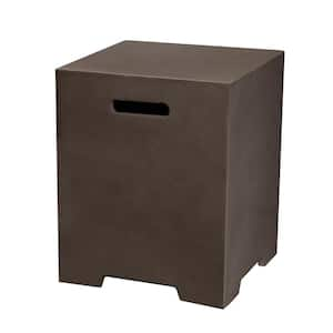 20 in. Dark Brown Square Concrete Outdoor Propane Tank Cover Table Outdoor Side Table