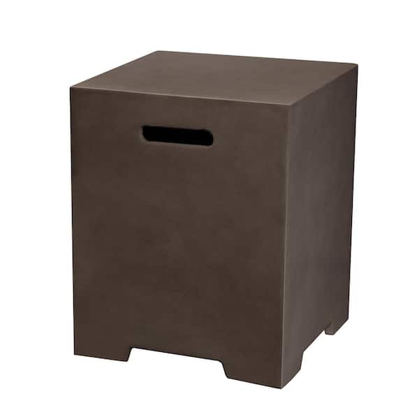 UPHA 20 in. Dark Brown Square Concrete Outdoor Propane Tank Cover Table Outdoor Side Table