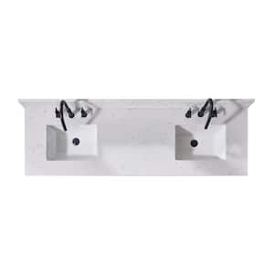Trento 73 in. W x 22 in. D Engineered Stone Composite Vanity Top in Aosta White with White Rectangular Double Sink