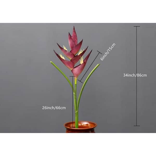 34 in. Artificial Red Bird of Paradise Flower Large Heliconia Stem