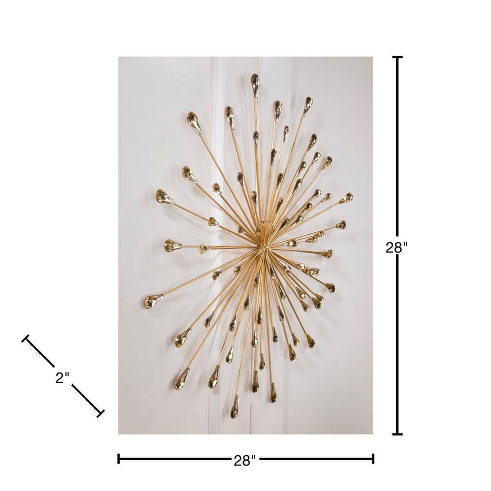 Large Gold Acrylic Starburst Metal Wall Art, 28 inches