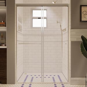 40-48 in. W x 72 in. H Sliding Framed Shower Door in Brushed Nickel with 1/4 in. (6 mm) Tempered Clear Glass