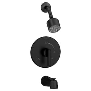 Dia Single Handle 1-Spray Tub and Shower Faucet Trim with Brass Escutcheon in Matte Black - 1.5 GPM (Valve not Included)