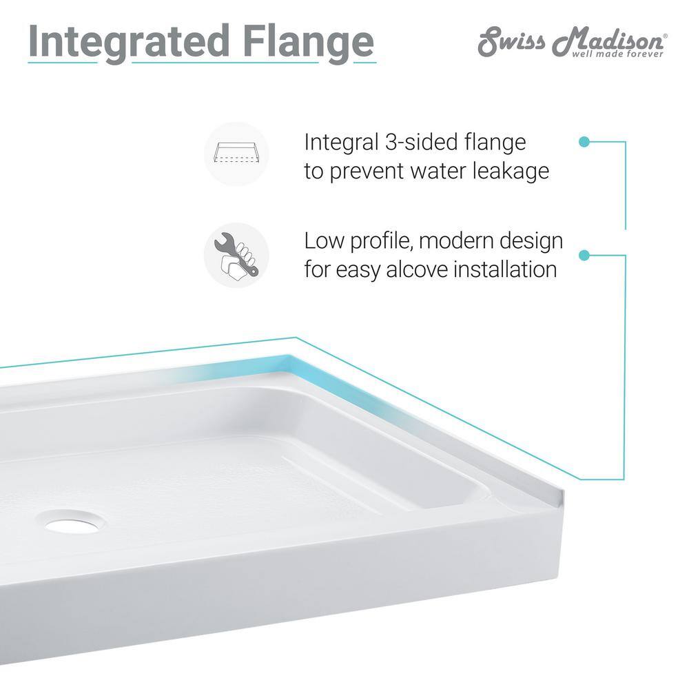 Voltaire 60" x 30" Glossy White Acrylic Shower Base