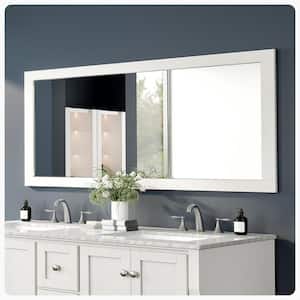 Aberdeen 72 in. W x 30 in. H Large Rectangular Manufactured Wood Framed Wall Bathroom Vanity Mirror White