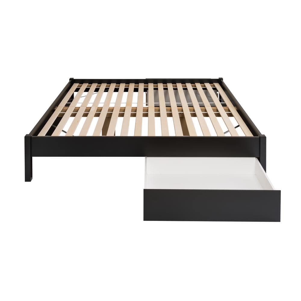 Elegant King-Sized Platform Bed with Upholstered Wood Frame and Storage Drawers