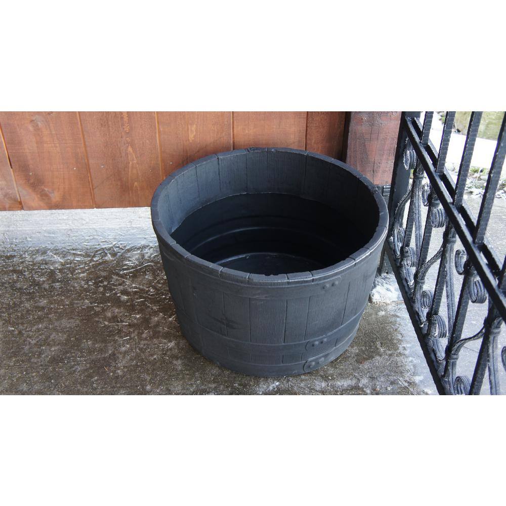 Black Polyethylene Whiskey Barrel Planter for Indoor/Outdoor Use