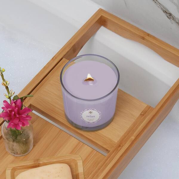 ROOT CANDLES Seeking Balance Relax Geranium Lavender Floral Scented Beeswax Blend Jar Candle with Wood Wick