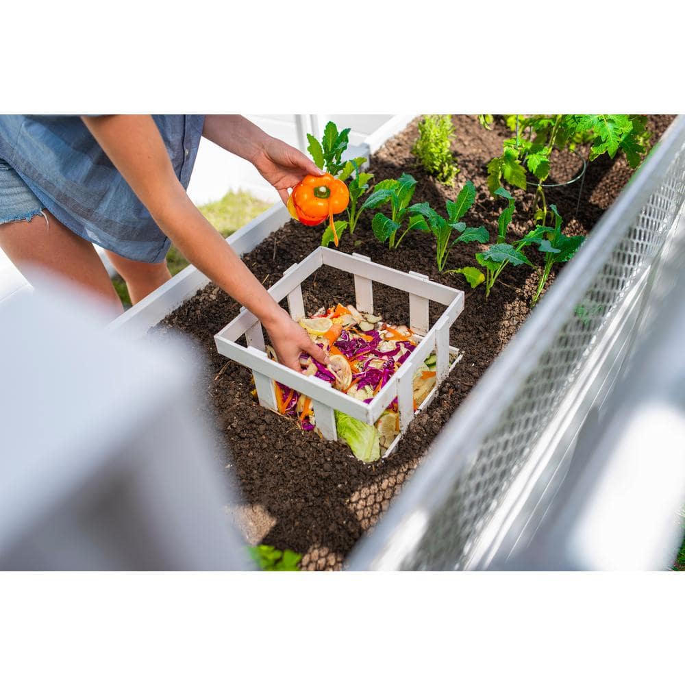 12 ft x 8 ft White Vinyl Keyhole Composting Garden Bed