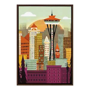 Sylvie "Seattle Skyline" by Amber Leaders Designs Framed Canvas Wall Art 23 in. x 33 in.