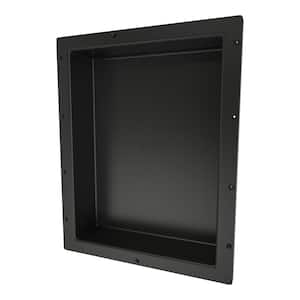 eModernDecor Over Mount Installation 16 in. x 28 in. ABS Single Shelf Bathroom Recessed Shower NICHE for Shampoo, Toiletry Storage, Black