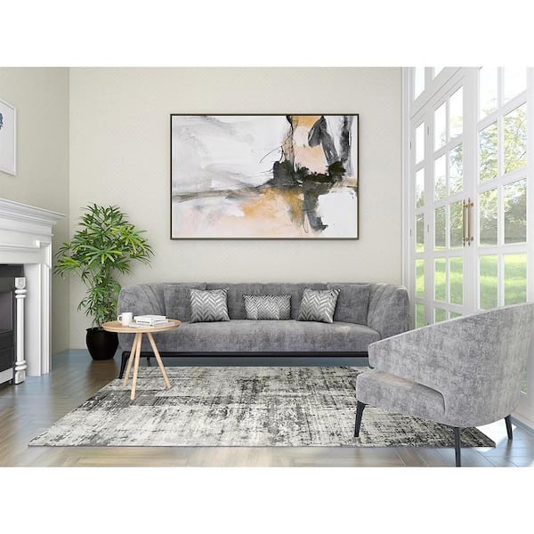 Edmund Contemporary Abstract Charcoal 8 ft. x 10 ft. Handmade Area Rug