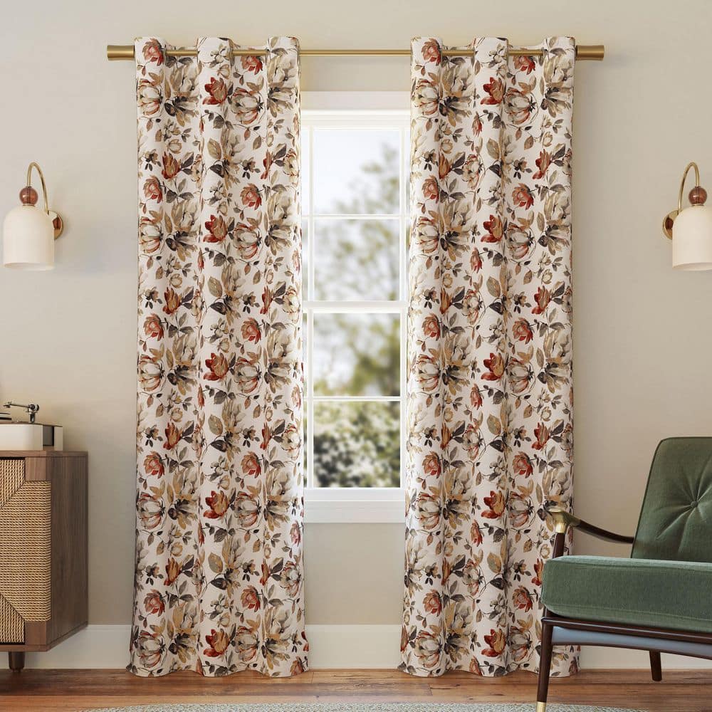 Sun Zero Irma Vintage Floral Stone 84 in. L x 40 in. W Blackout Grommet  Curtain Panel 61105 - The Home Depot