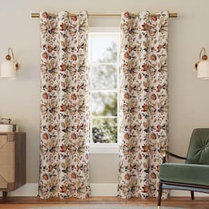 Irma Vintage Floral Stone 84 in. L x 40 in. W Blackout Grommet Curtain Panel