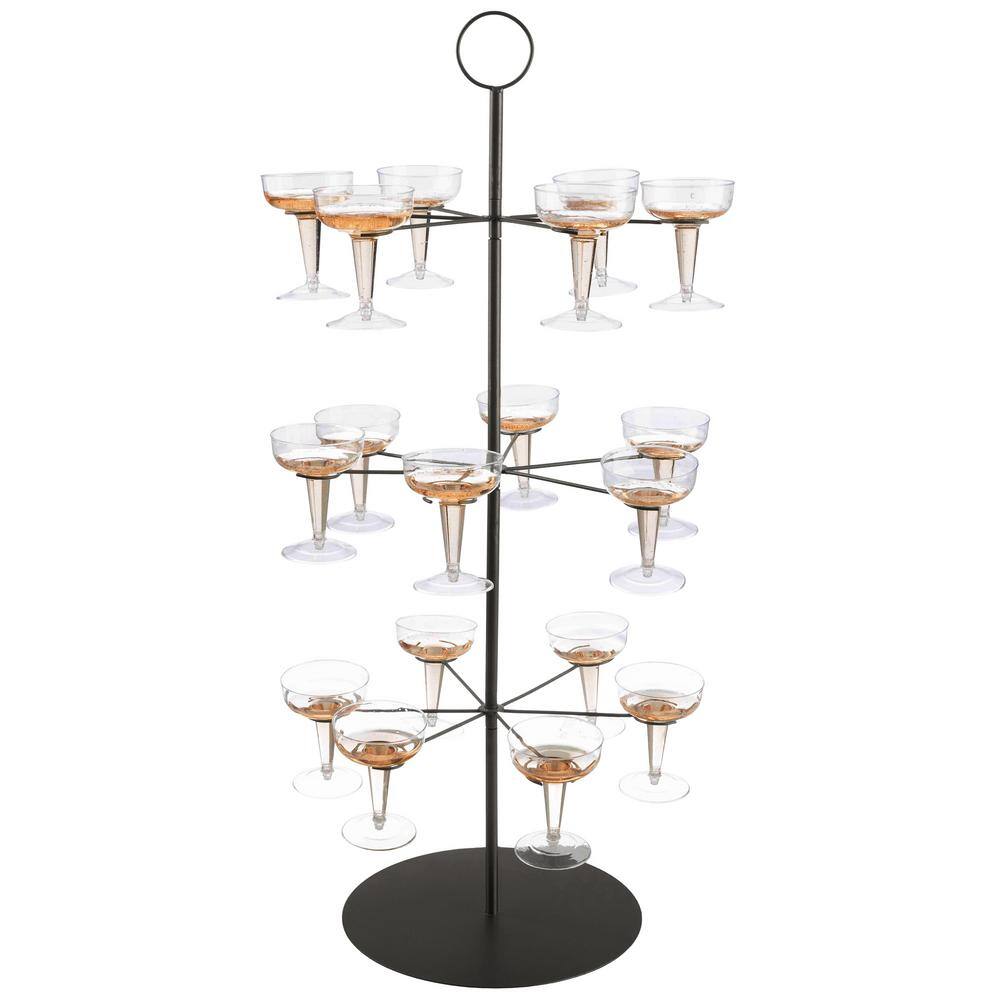 Lavish Home Black 3-Tier Iron Cocktail Tree Stand