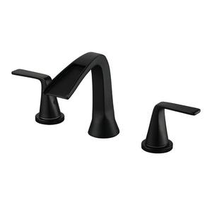 8 in. Widespread Double Handle 1.5GPM 8-Inch Widespread Three-Hole Split Waterfall Bathroom Faucet in Matte Black