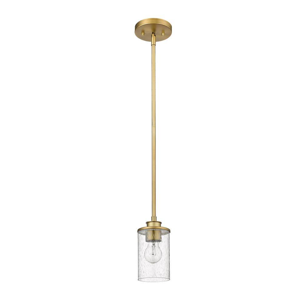Beckett Olde Brass Mini Pendant with Clear Seedy Glass Shade