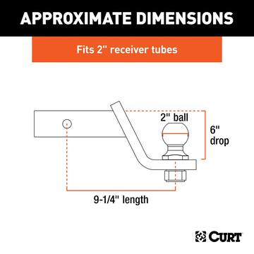 CURT 2 in. Shank, 7,500 lbs., 6 in. Drop Loaded Ball Mount with 2 in. Ball 45064