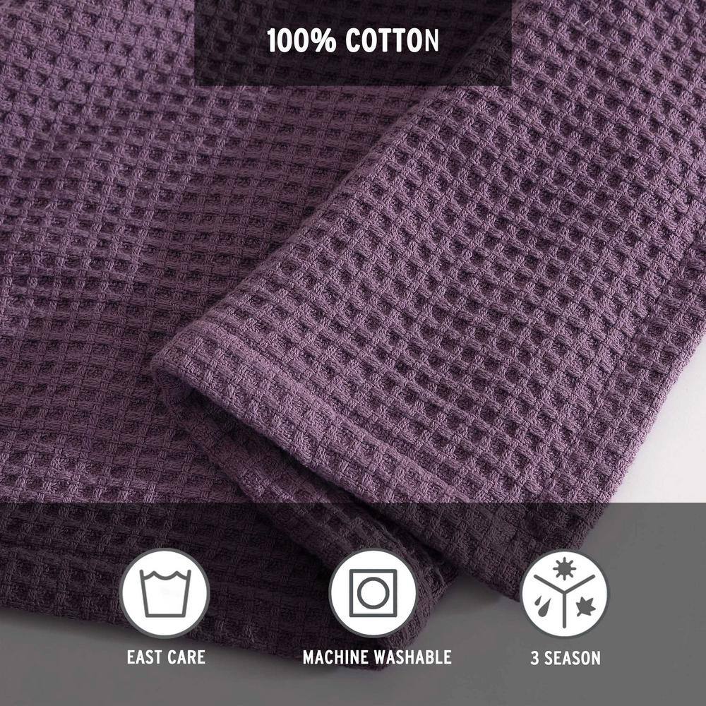 Purple Cotton Twin Waffle Weave Reversible Blanket