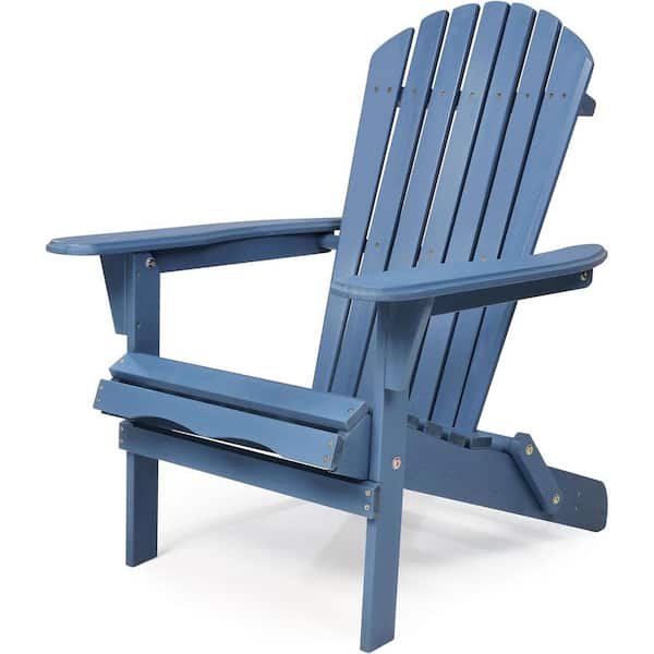 Unbranded Blue Folding Wood Adirondack Chair (1-Pack)