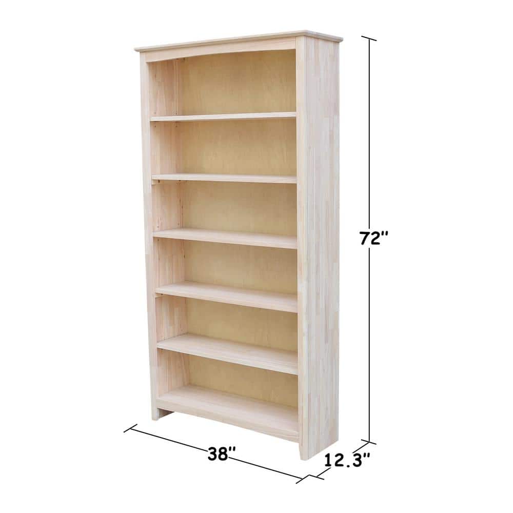 Elegant Parawood 72" Adjustable Solid Wood Shaker Bookcase - Brown