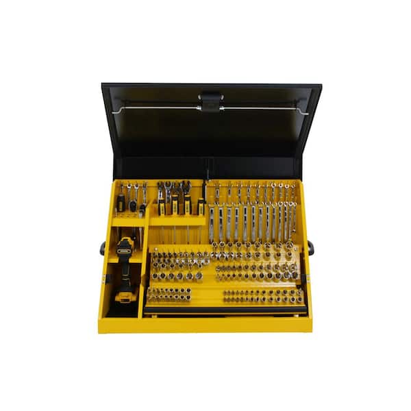 DEWALT 30 in. W x 15 in. D Portable Triangle Top Tool Chest for Sockets, Wrenches and Screwdrivers in Yellow/Black Powder Coat
